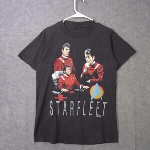 Vintage Star Trek Shirt Mens medium Black Starfleet Klingons Movie 80s Changes